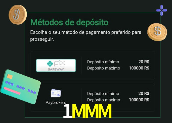 O cassino 1MMM oferece uma grande variedade de métodos de pagamento